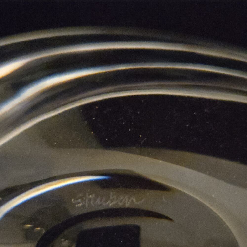 Steuben Glass Ted Muehling Convex Seed Pod Bowl Clear Crystal Signed New In Box - Picture 4 of 4